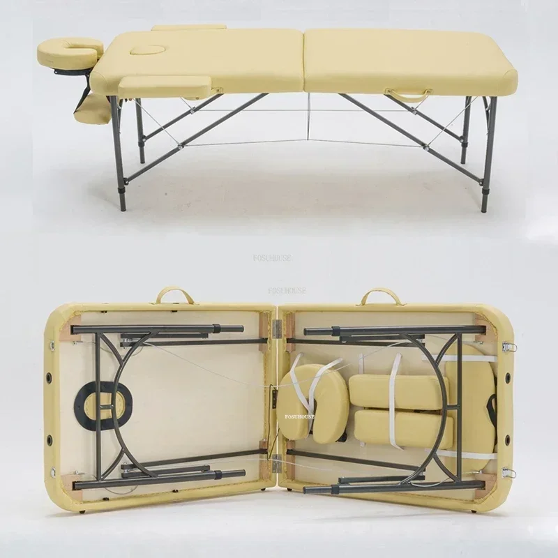 

Simple Portable Beauty Bed Aluminum Alloy Foldable Massage Tables Modern Commercial Beauty Massage Bed Leisure Salon Furniture
