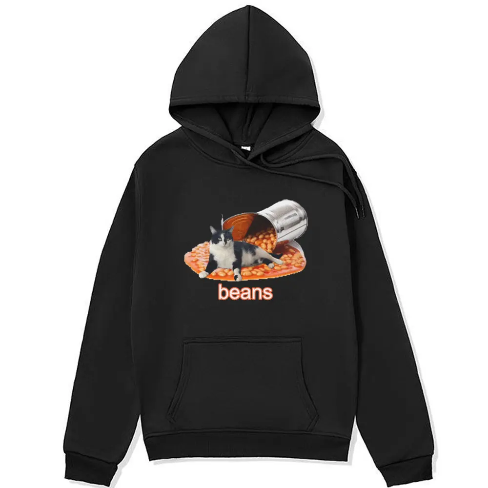 

Cat in Can of Beans Funny Graphic Printing Hoodie Men's Women's Fashion Oversized Sweatshirts Male Fall/winter Fleece Pullover