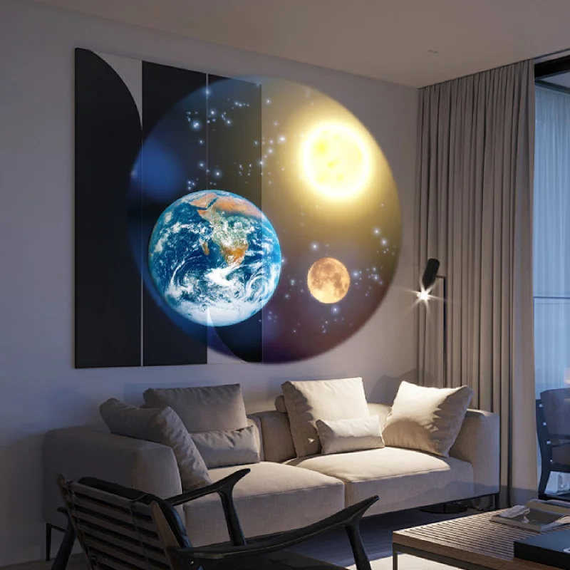 USB Rechargeable Moon Projection Night Light Planetary Projector Replaceable Adjustable LED Creative Background Ambient Light