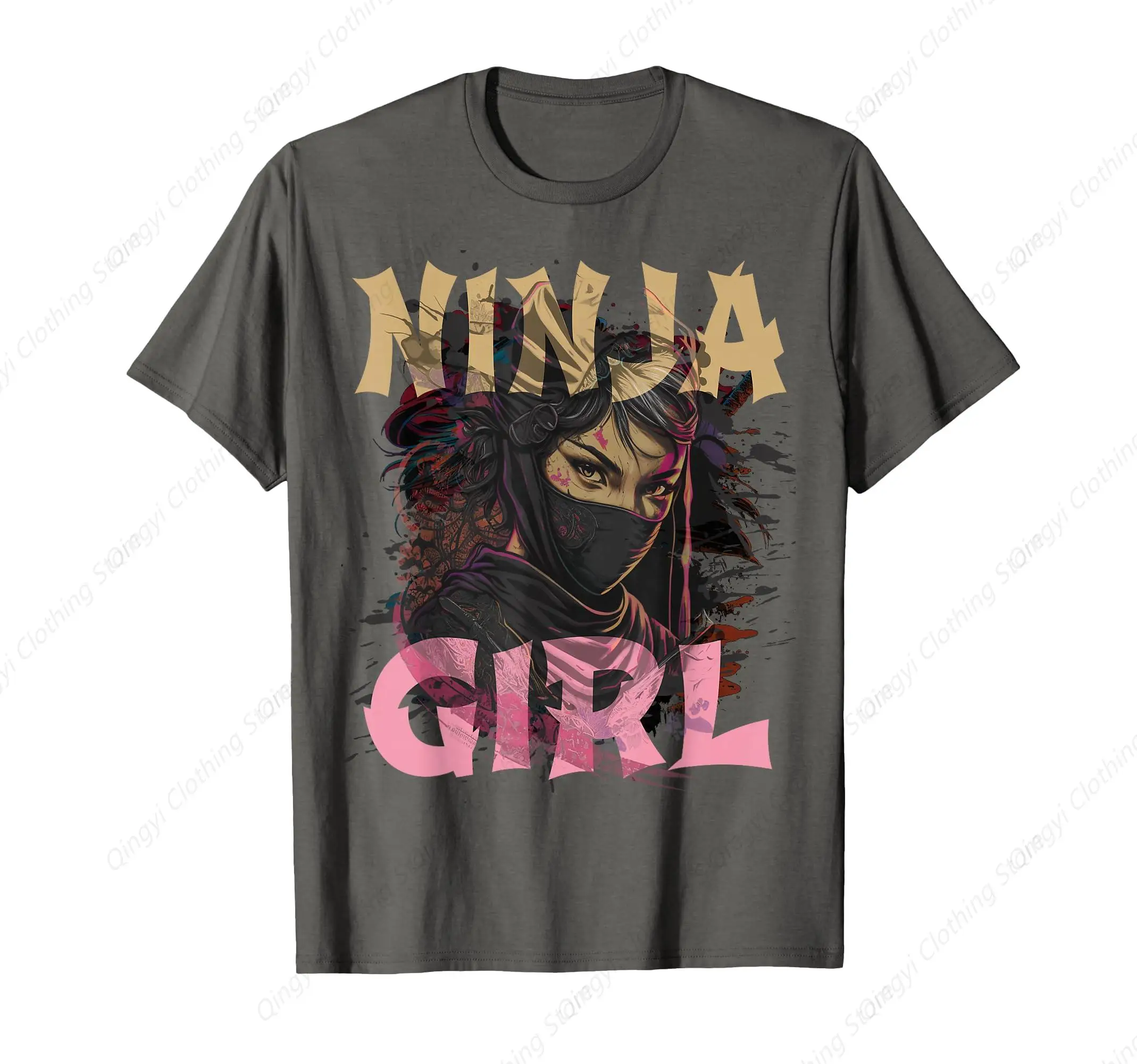 

Funny Ninja Girl Team My Mom Crew T-Shirt