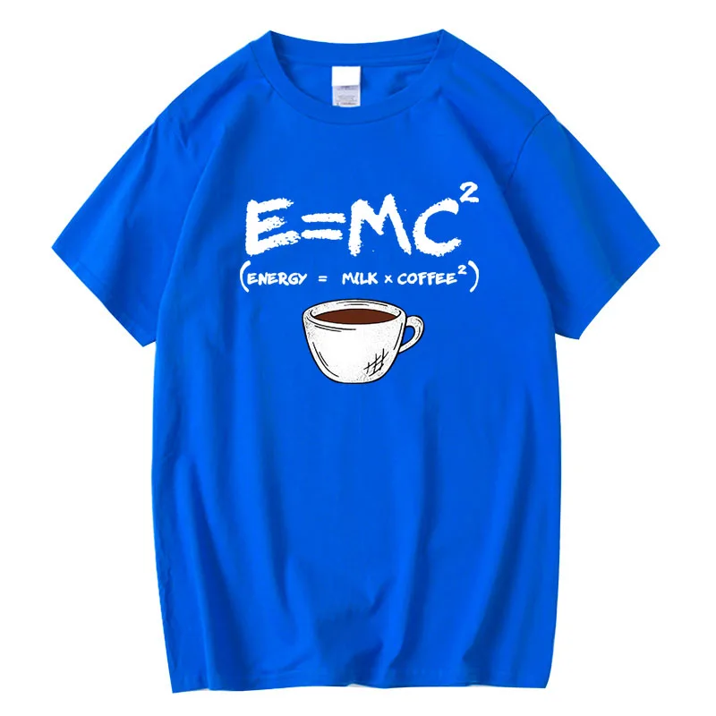 T-shirt da uomo 100% cotone Casual Funny Energy = Milk + Coffee Print o-collo allentato Cool Top per uomo manica corta estate t-shirt maschili