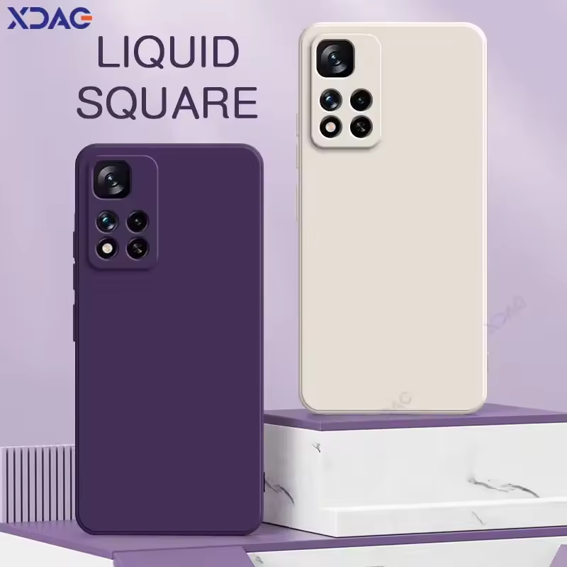 תיקים סיליקון נוזלי מרובעים מקוריים עבור xiaomi redmi 11 pro + גרסה גלובלית 5g 11t 11s g t s טלפון חמוד לכסות דיור