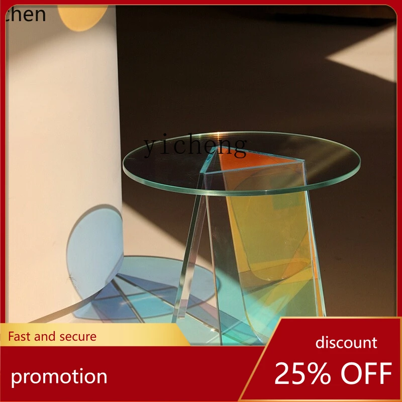 

HXL acrylic coffee table small round table modern simple living room sofa colorful balcony coffee table