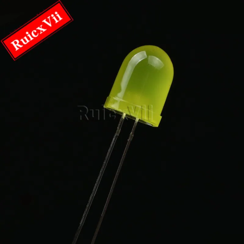 50Pcs 10Mm/F10 Ronde Kop Led Led Lamp Kraal Wit Haar Wit Rood Emerald Groen Geel Blauw hoge Helderheid Lange Pin