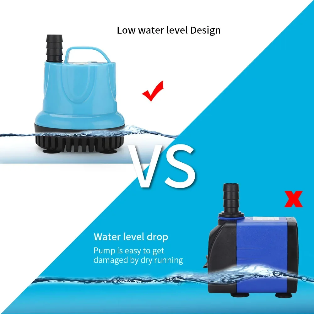 Submersible Fountain Pump Super Silent Fish Pond Filter Aquarium Bottom Suction Pump Replacement Pump
