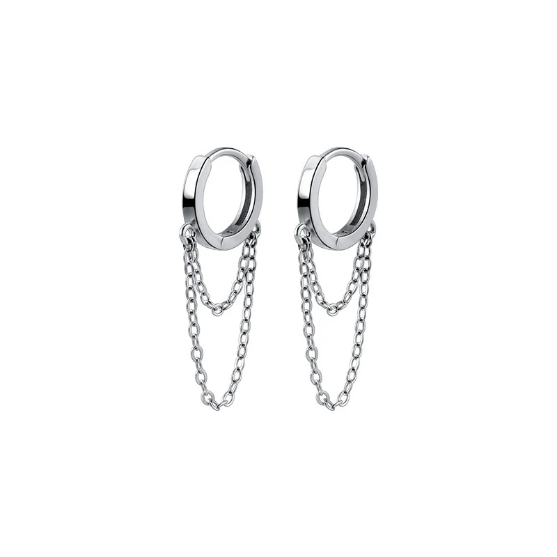 Modian Fashion Double Layer Chain Hoop Earring for Women Simple Sterling Silver 925 Anti-Allergy Earring Fine Jewelry Brincos