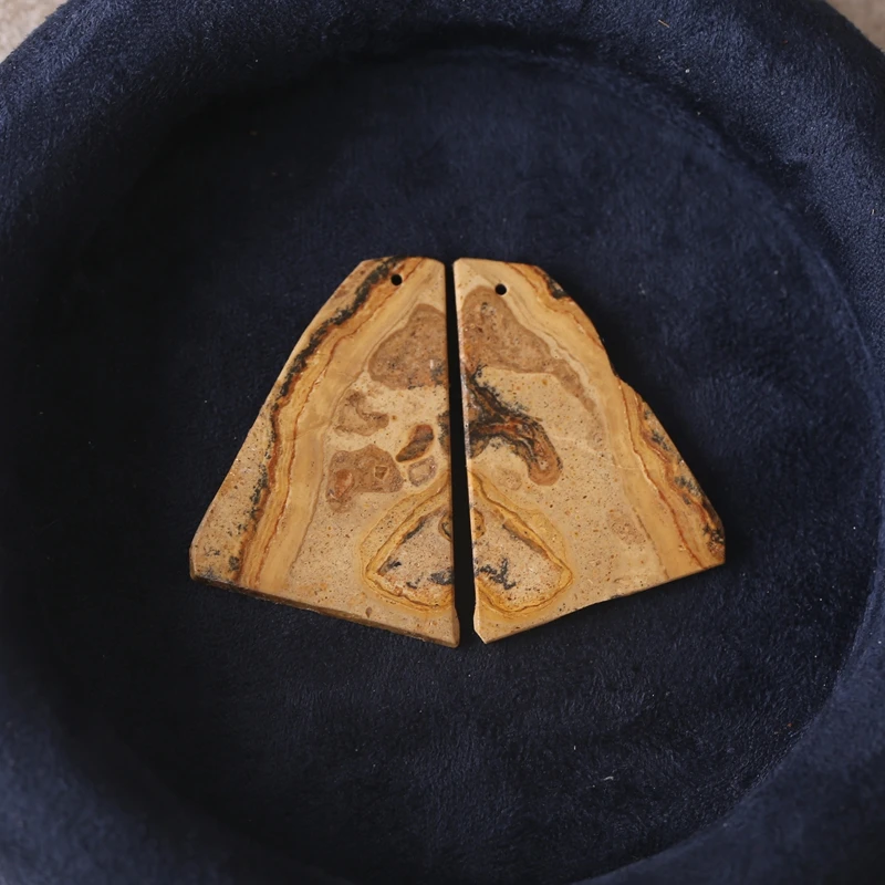 B & F المرأة أقراط الحجر الطبيعي الأصفر رصدت الكتلة شكل الخرز 37x26x2 مللي متر 6.3 جرام لتقوم بها بنفسك مجوهرات حفلة هدية