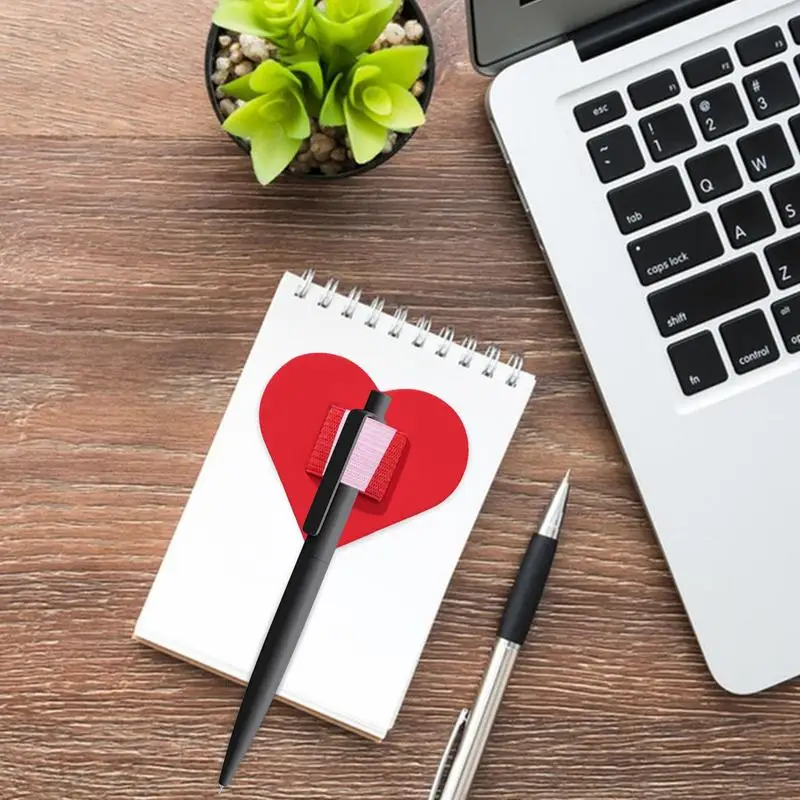 Pen Clip Holder Pencil Holder For Binder With Heart Design Adhesive Marker Holder For Desk Clipboard Pen Holder 10 Pcs PU