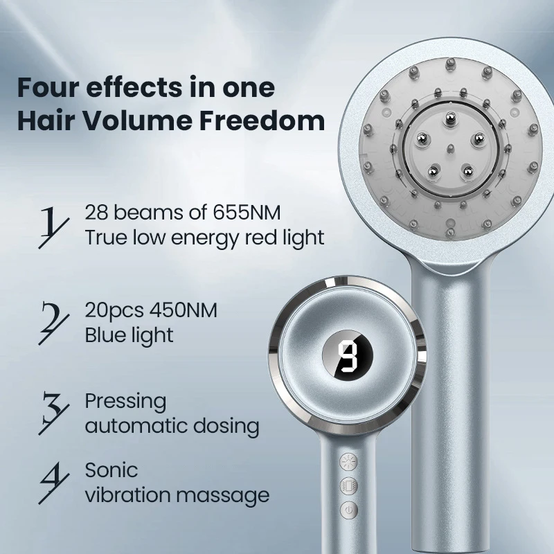 Electric Hair Growth Comb Scalp Care Massage Comb Anti-Hair Loss Red Light Blue Light Treatment Head Scalp Massage