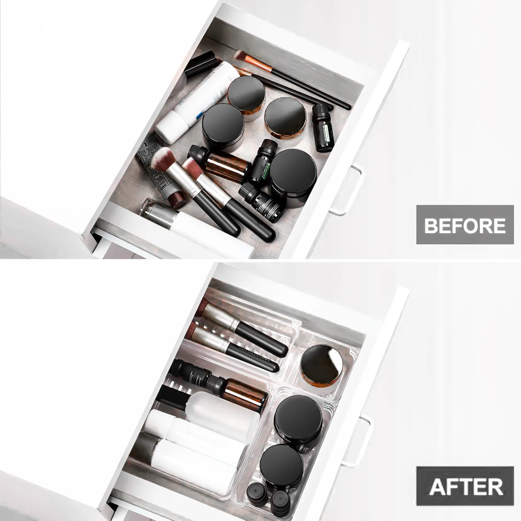 3サイズの透明なプラスチック製の収納ボックス,12個の引き出しオーガナイザー,事務用品の整理トレイ