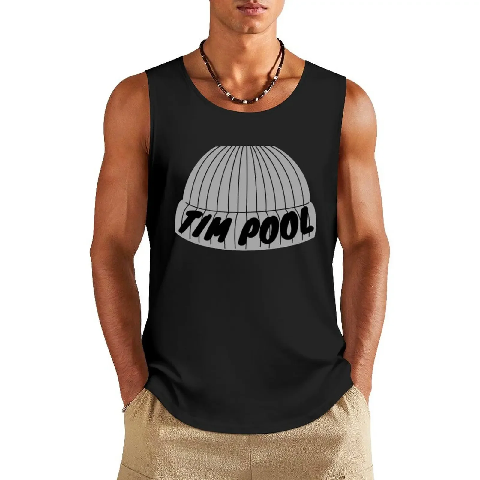 

Tim Pool Beanie Tank Top Fitness men clothing t-shirts for men sexy clothes men anime
