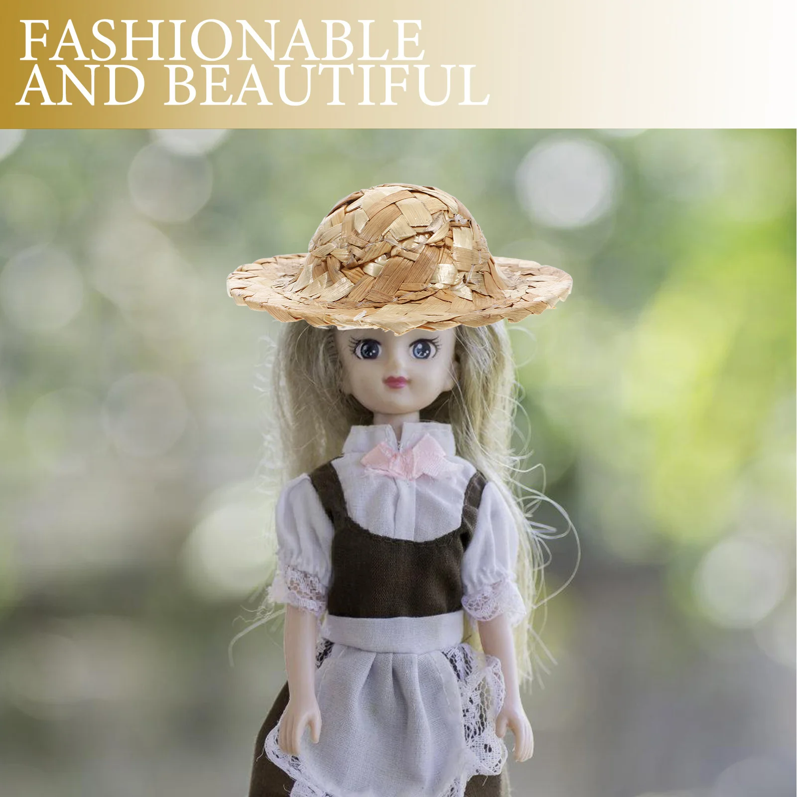 10 قطعة قبعات العشب المنسوجة المصغرة حجم صغير لدمية ديكور ريفي سحر DIY بها بنفسك المشاريع الحرفية الحلي اليدوية البلد #6