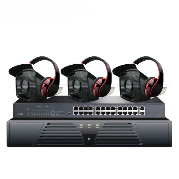 

5 million supermarket factory poe monitor audio camera set, full color high definition monitoring project matching