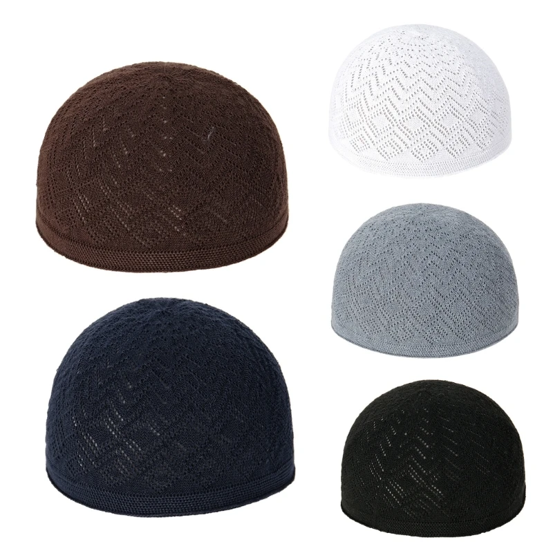 Breathable Kufi Caps Knitting Mesh Round Hat Men’s Arabia Indian Hat Turban Hat DXAA