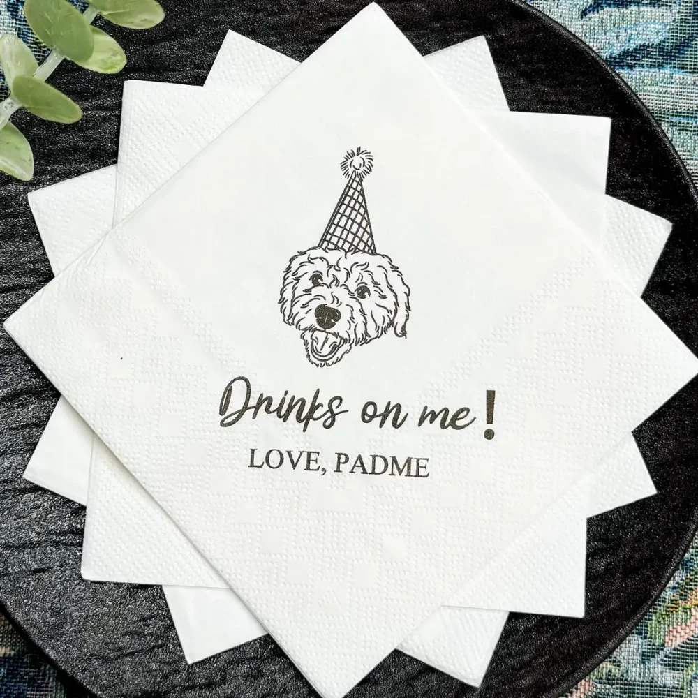 Custom dog Wedding Napkins,Personalized Pet Cocktail Wedding Napkins,Customized Pet Napkins,Custom Pet Portrait Wedding Napkins