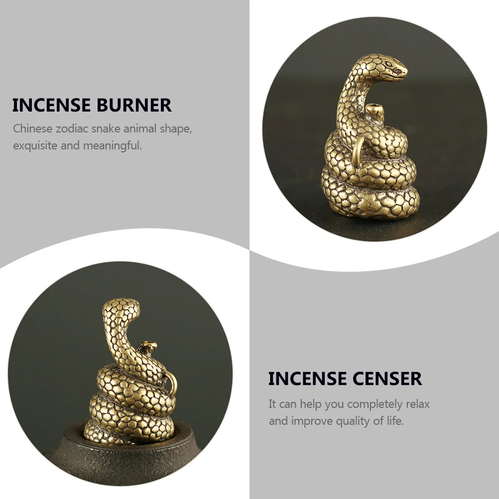 

2pcs Snake Censer Chinese Zodiac Animal Shape Brass Ornament For Home Decoration Study Bedroom Meditation Room Incense Stick