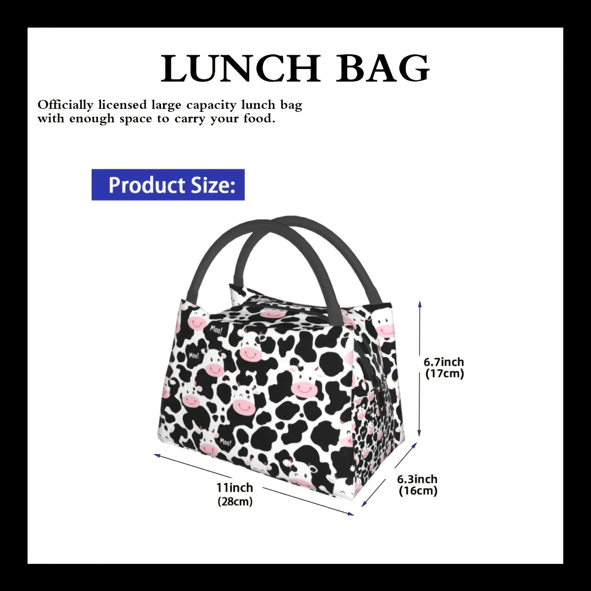 Cow Lunch Bag For Woman For Man Adults, Insulated Lunch Tote Lunch Box Container For Work Picnic Or Travel, Beach, Camping
