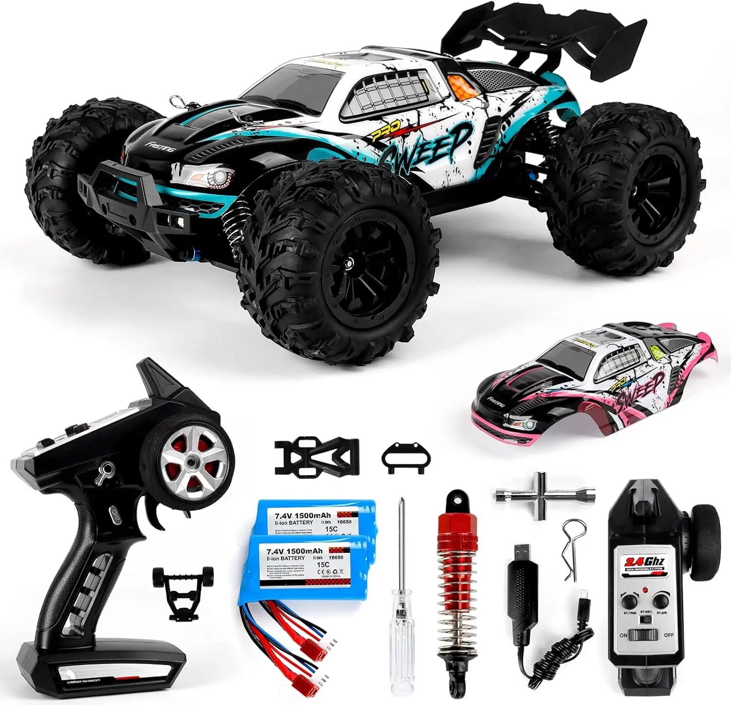 

RC Car 1/16 Scale 4WD Brushless High-Speed Remote Control Car, Fast 65+ mph, All-Terrain Off-Road Truck, Adult Electric RC car,