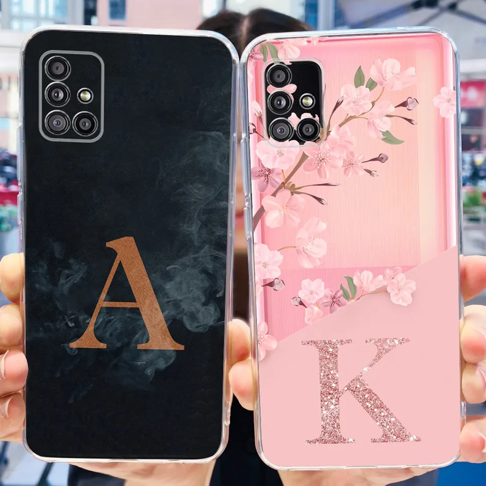 For Samsung Galaxy A51 5G Fashion Letter Luxury Flower TPU Soft Silicone Back Cover For Samsung A51 5G UW SM-A516F Phone Case