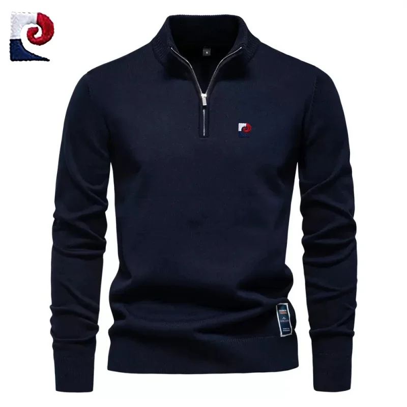 قميص بولو محبوك عالي الجودة بنصف سحاب للرجال جديد، كاجوال، دافئ ومتعدد الاستخدامات