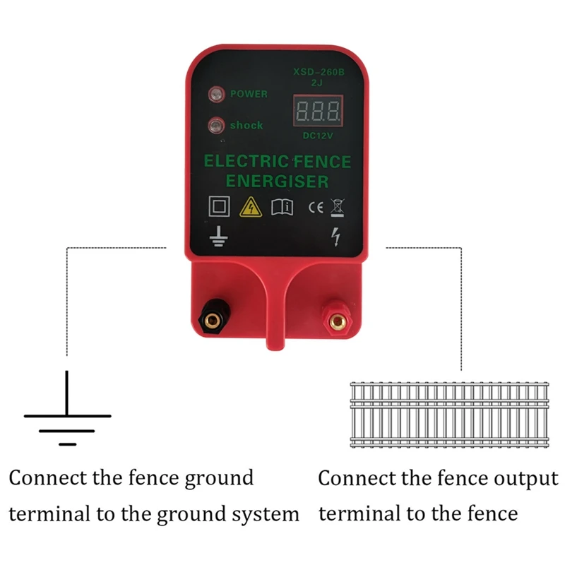 10KM Electric Fence Livestock High Voltage Pulse Controller Alarm Waterproof LCD Voltage Display(EU Plug)