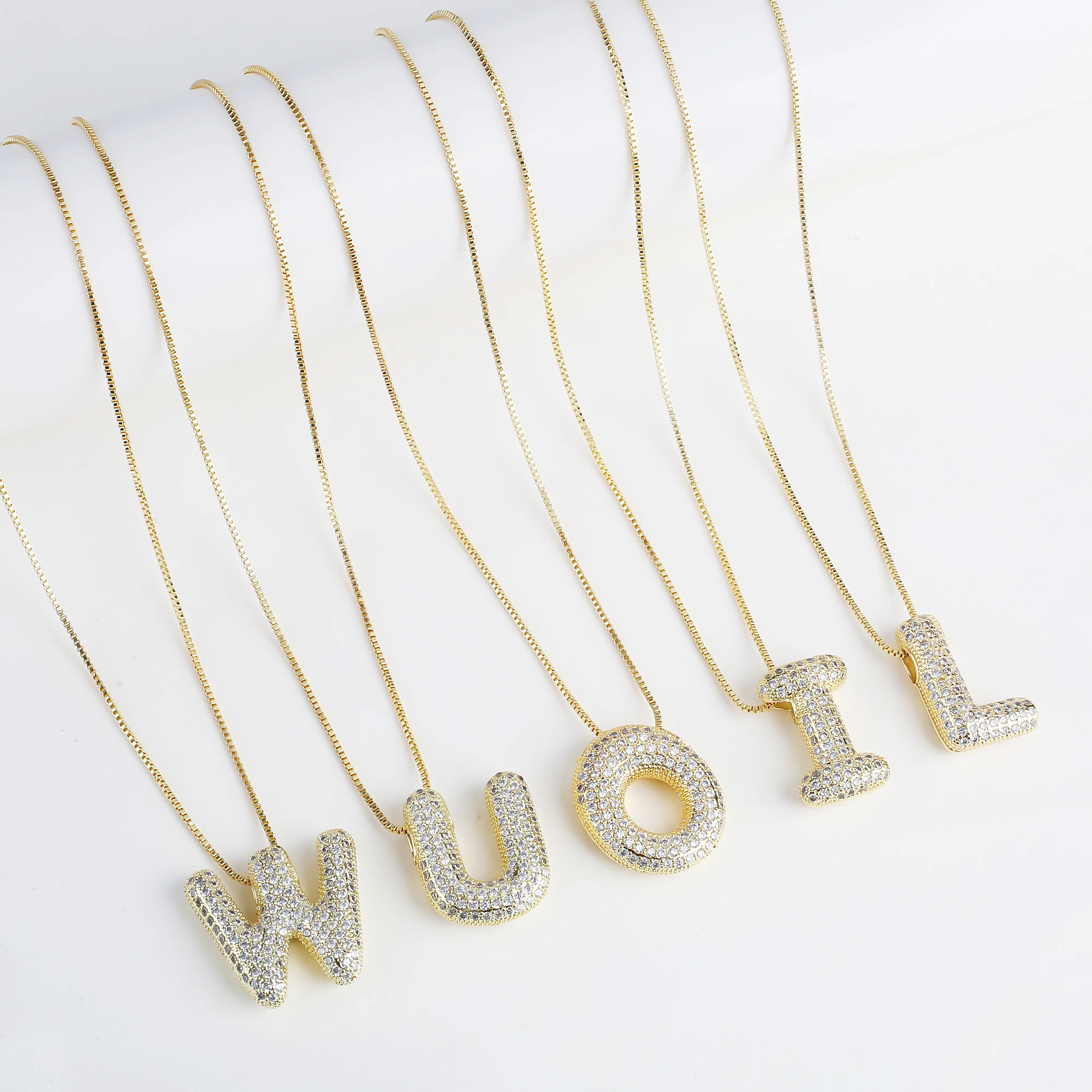 قلادة بدلاية مكتنزة مطلية بالذهب ثلاثية الأبعاد ، زركونيا لامعة ، 26 حرفًا ، هيب هوب ، مجوهرات حفلات ، هدية للرجال والنساء ، ملابس يومية ، فاخرة #3