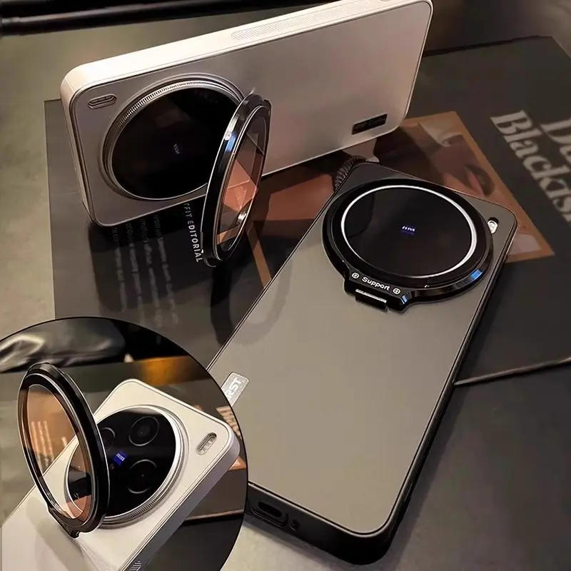 حافظة لهاتف VIVO X300 Pro X200 Ultra دعامة عدسات متكاملة بلون سادة غطاء أكريليك لهاتف VIVO X200 Pro ممتص للصدمات صغير #3