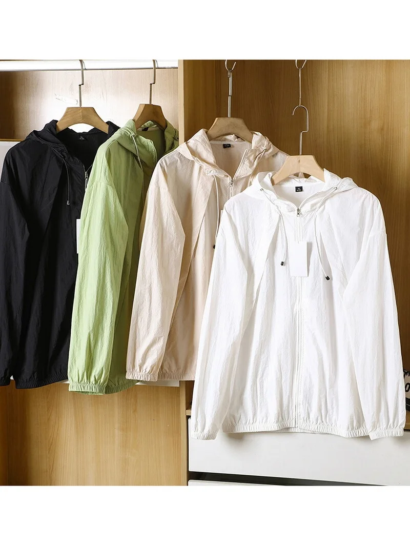 

New Advanced Ice Silk Cool Lightweight Qui Dry Breathable Casual Hooded Sun Protection Skin irt Men Summer Jaet Coat