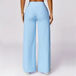 Mallas acampanadas de cintura alta para mujer, pantalones de Yoga de pierna ancha, mallas acanaladas para entrenamiento físico, pantalones deportivos para gimnasio, ropa informal adelgazante