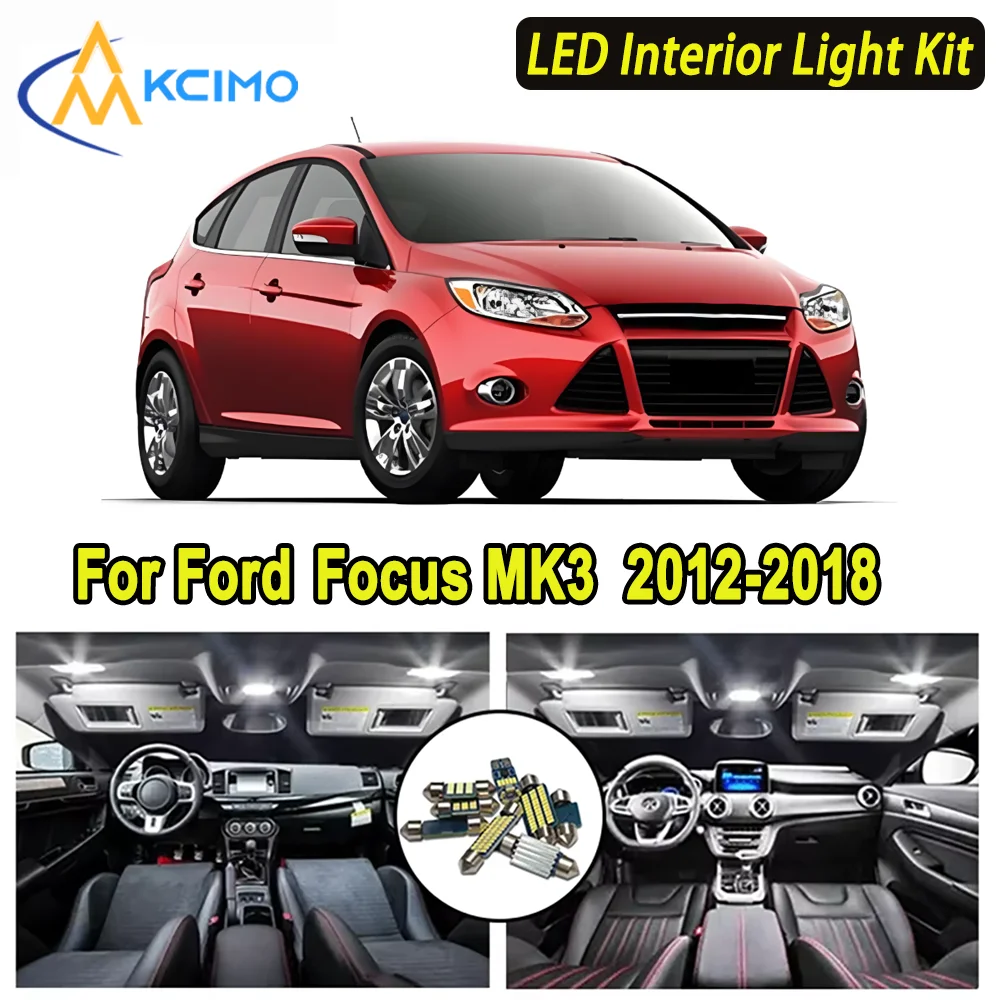 

Kcimo LED For Ford Focus MK3 (2012-2018) Premium Bright LED Interior Dome Map Trunk Light Kit Car Led Lamps Canbus Car LED Light