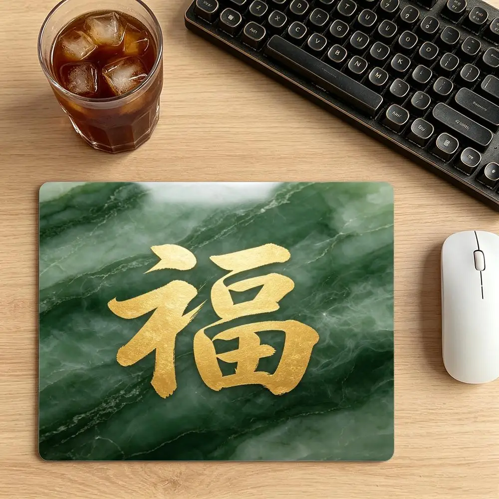 Fu character chinese calligraphy playmat oriental lucky brush text mousepad for office game desk