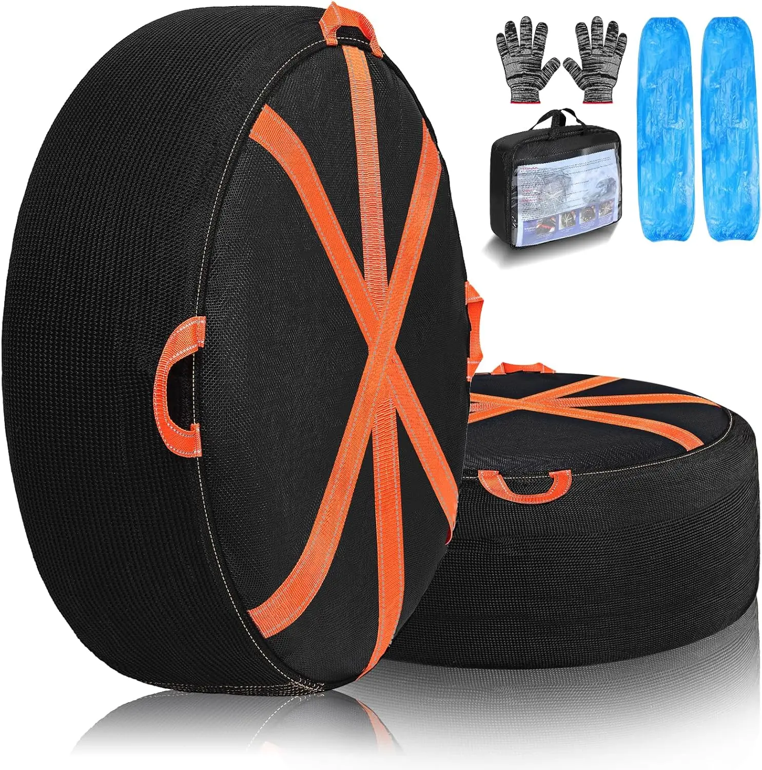 

2 Pack Snow Socks for Tires – Anti-Slip Grip with Reflective Strips, Winter Driving Safety, Fits Cars, SUVs, Pickups (XL)