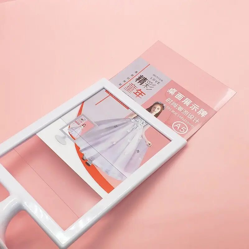 A5 148x210mm Plastic Sign Holder Display Stand Restaurant Menu Paper Holder Photo Picture Poster Frame