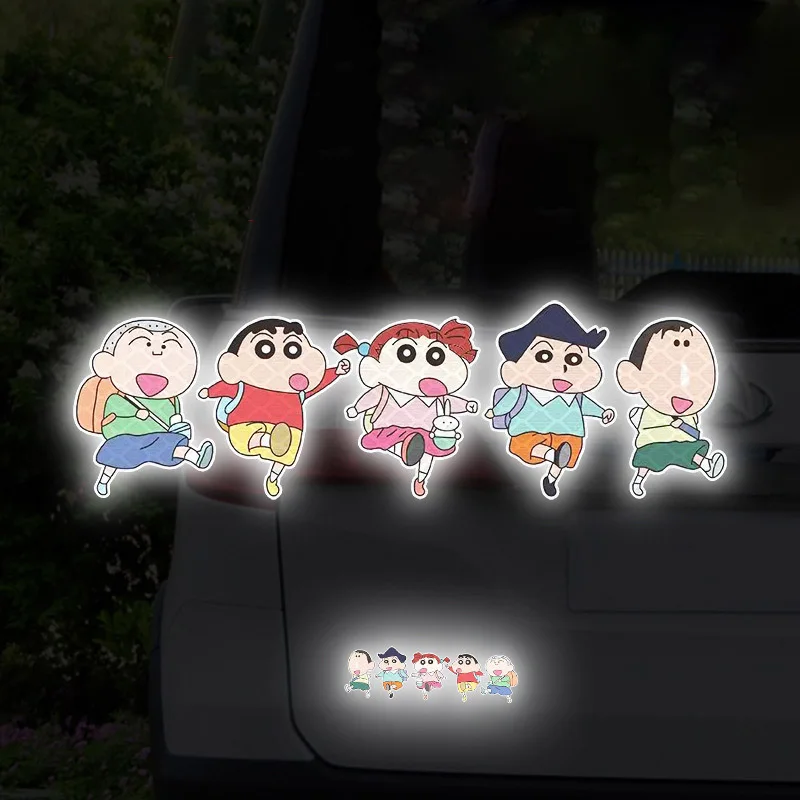 Crayon Shin-Chan Car Reflective Sticker Cute Cartoon Car Decoration Sticker Helmet Reflective Sticker Car Accessories Toy Gifts