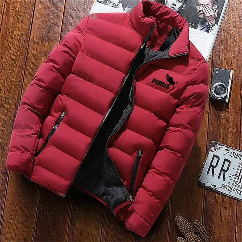 2024 Men\'s New Autumn Winter Simplicity Fashion Casual Warmth Thickened Waterproof Windproof Brand Sign Print Zipper Jacket Coat