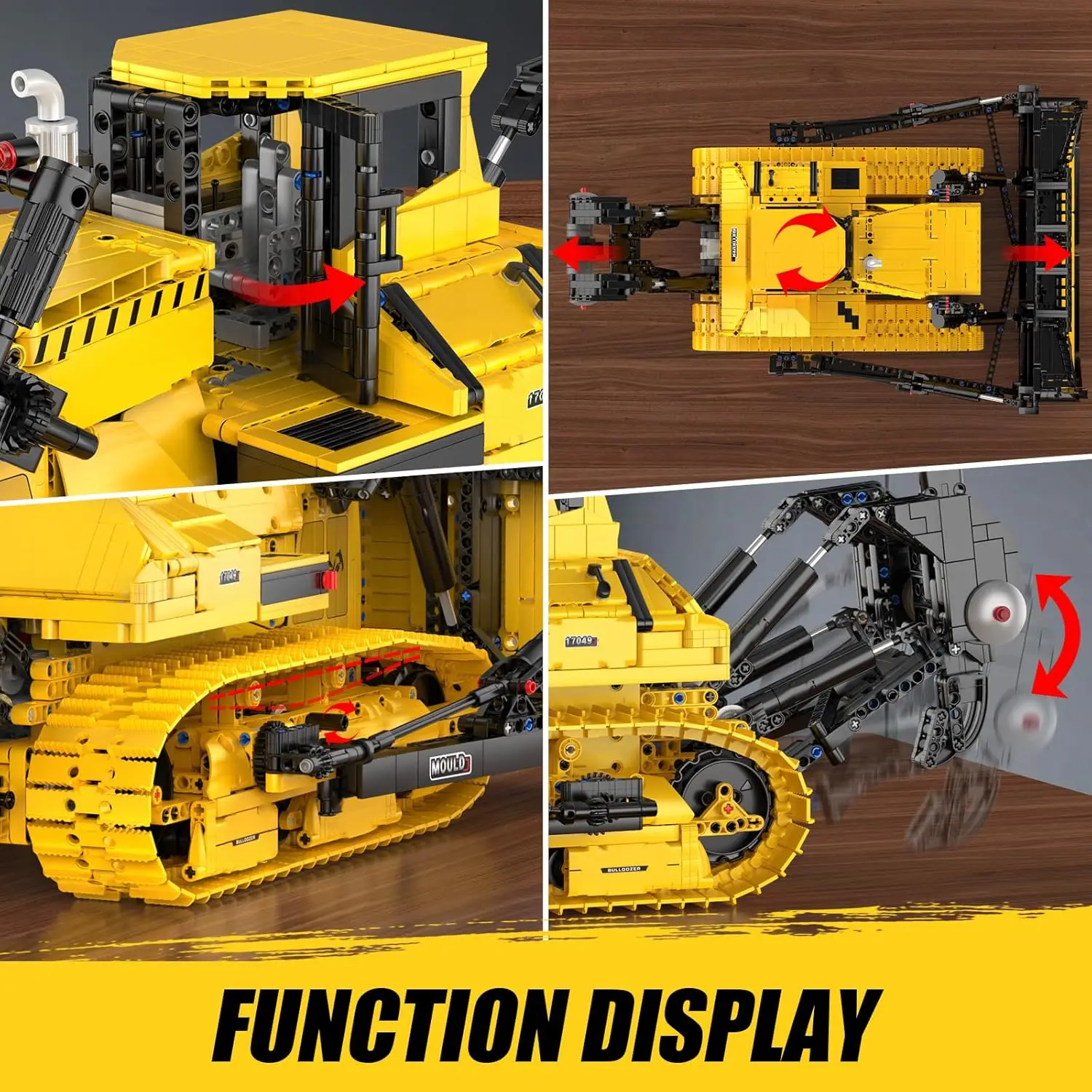 Bloques de construcción Bulldozer, juego de bloques de vehículos de construcción programable por aplicación, juguete de regalo de modelo de ingeniería DIY para recoger adultos