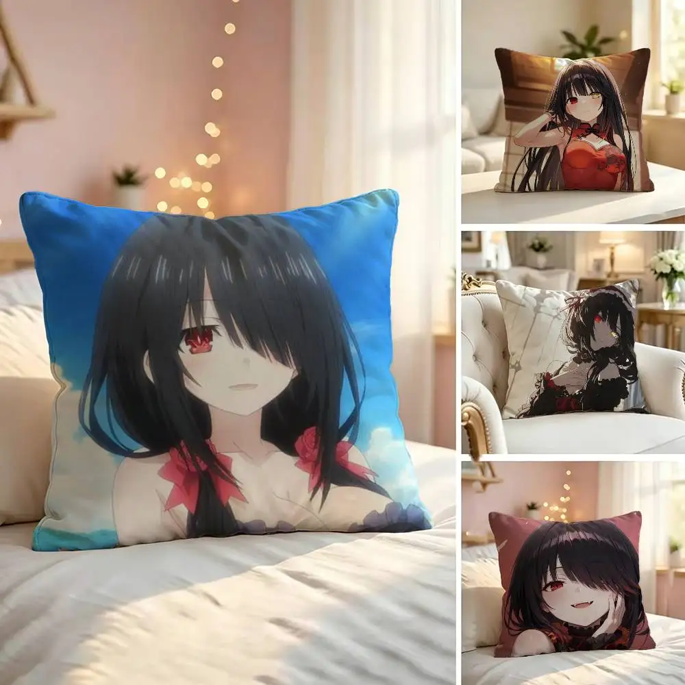 Cute T-Tokisaki K-Kurumi Pillow Case Sofa Living Room for Bedroom Headboard Backrest Cushion Square Nap Time
