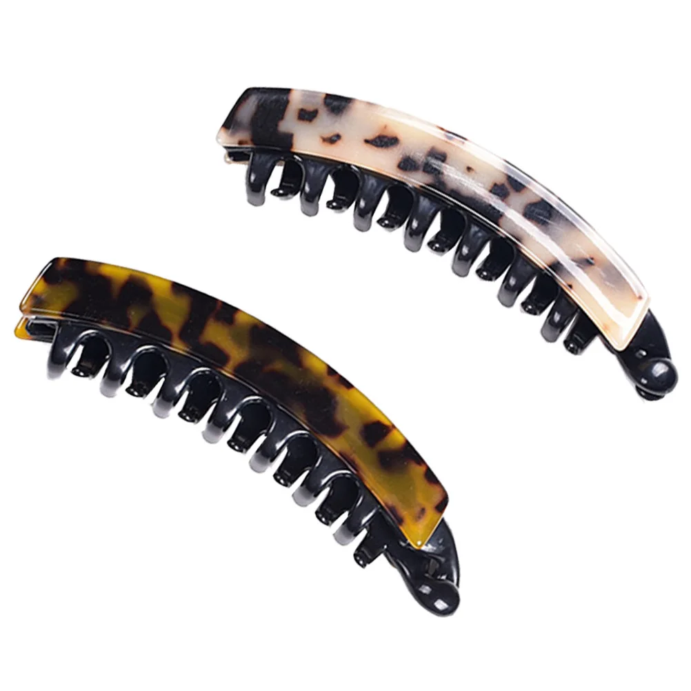 

2pcs Vintage Banana Clip Claw Large Jaw Clip For Women Tortoiseshell Leopard Hair Accessory Wash Face Tool Grip Barrettes