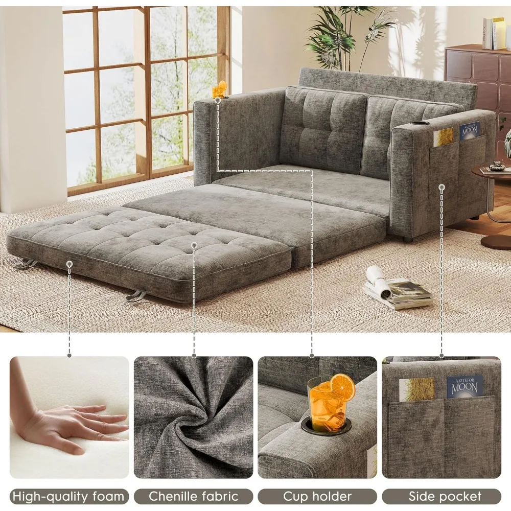 Трансформируемый складной диван-кровать, диван-кровать Love Seat с подстаканником и подушкой, компактное складное спальное место для малого возраста