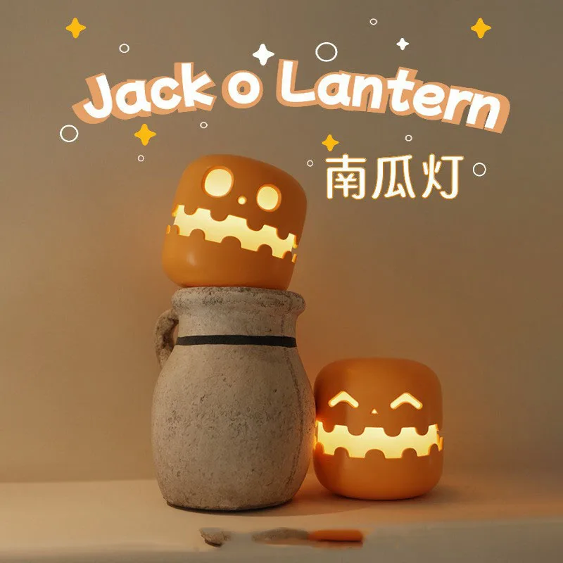 

New Halloween Pumpkin Head Nightlight Decorative Atmosphere Rechargeable Funny Creative LED Desktop Ornament Light
