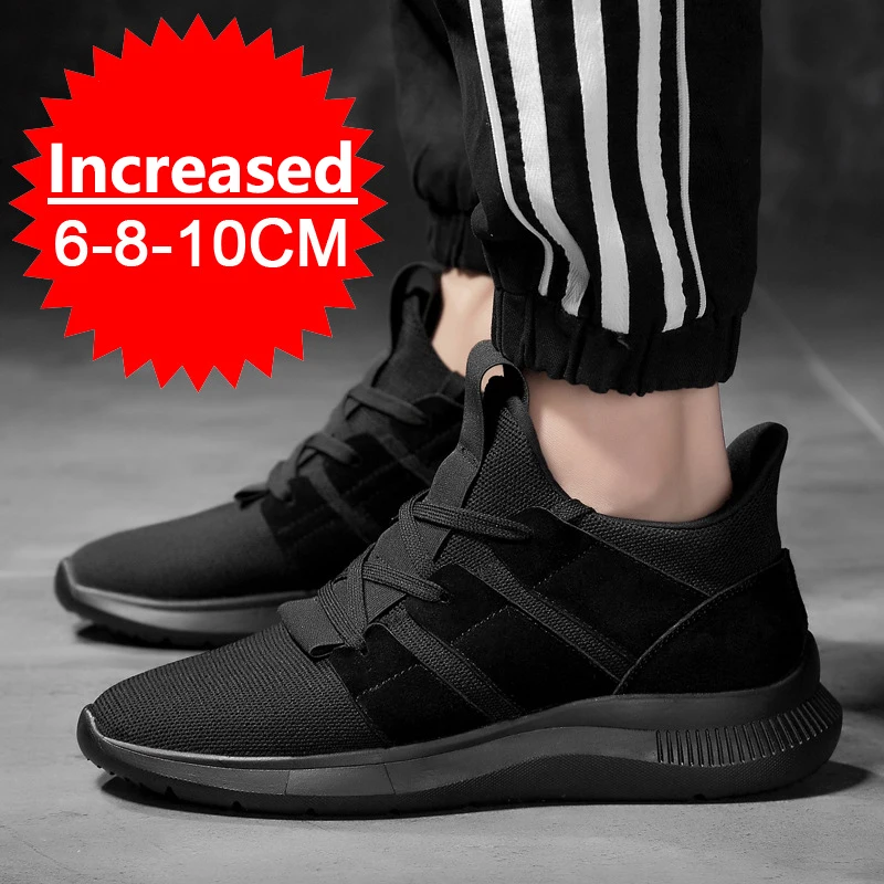 Men's Elevator Shoes Height Increase Sneakers Shoes for Men 10cm Sports Casual Shoes Invisible Inner Heightening 8cm Black Shoes