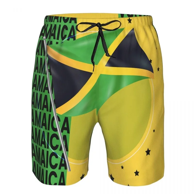 3D Full Print Jamaica Flag Graphic Shorts For Men Casual Plus Size Quick Dry Board Beach Shorts Mens Swim Trunks Swimsuit