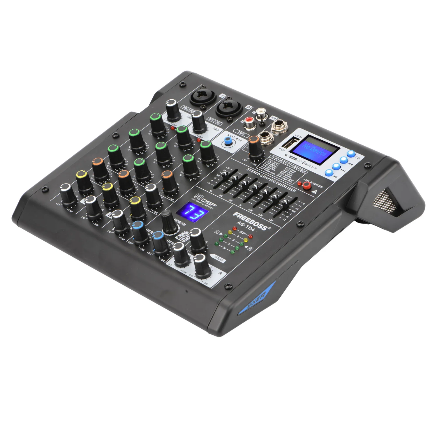 Imagem -04 - Channel Mixing Console Bluetooth Audio Mixer 99 Dsp Usb Play 7-band eq 48v Studio Karaoke Sound Table Ag-td4 Boss4