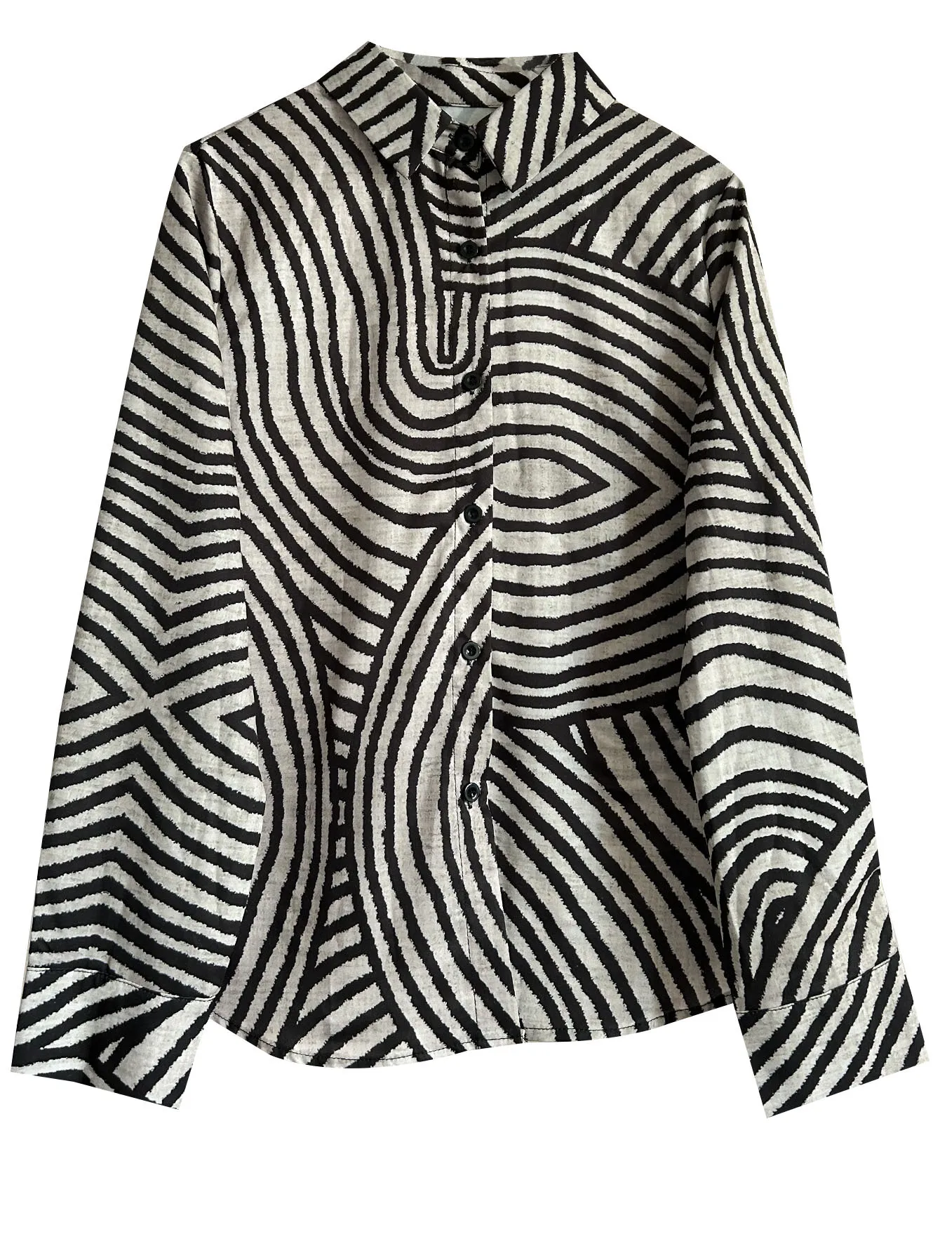 2025 herbst Frauen Langarm Streifen Lose Hemd Frühling Lose drehen-unten Kragen Bluse Mode Büro Dame Casual-Taste top