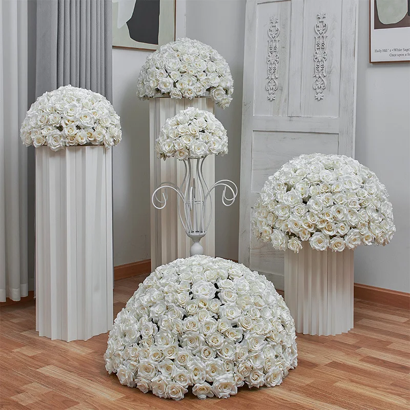 

Large size pure rose ball on-site dining table arrangement fake flower exhibition hall flower stand decorative flower ball