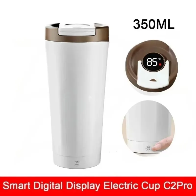 USB Electric Heating Cup 316 Stainless Steel Inner Liner Thermos Cup with Temperature Display Portable Outdoor Travel Cup 350ML