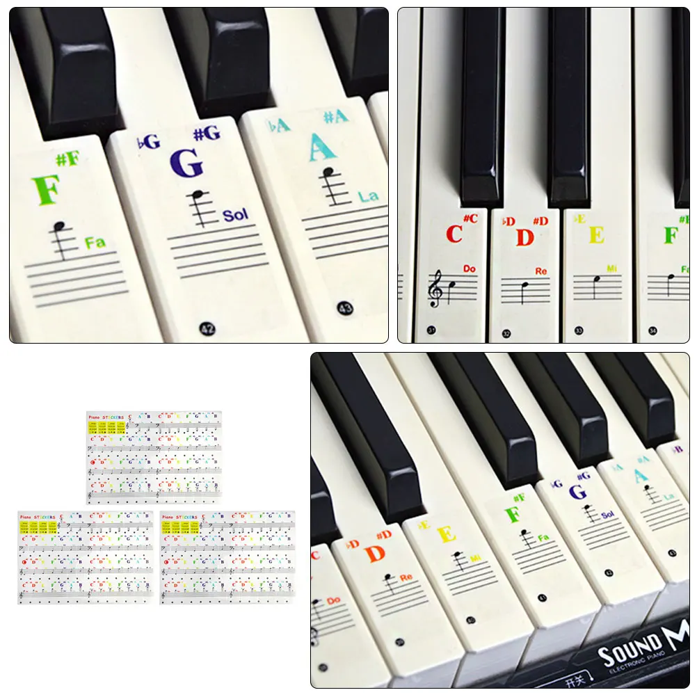 

Beginner Piano Stickers Accessories for Keys Removable Colorful Pvc Introductory