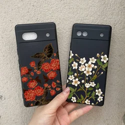 Luxury Vintage Flowers Pattern Patch Phone case for Google Pixel 8 7 Pro 7A 6A 6 9ro XL Soft TPU Protect Cover Phone Funda skin