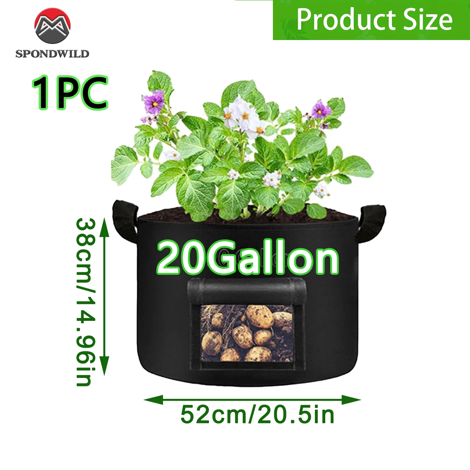 1/2/3/4/6/8/12 Packs Extra Large 20 Gallon Potato Grow Bags, Thickened Plant Bag with Handles for Garden Planting