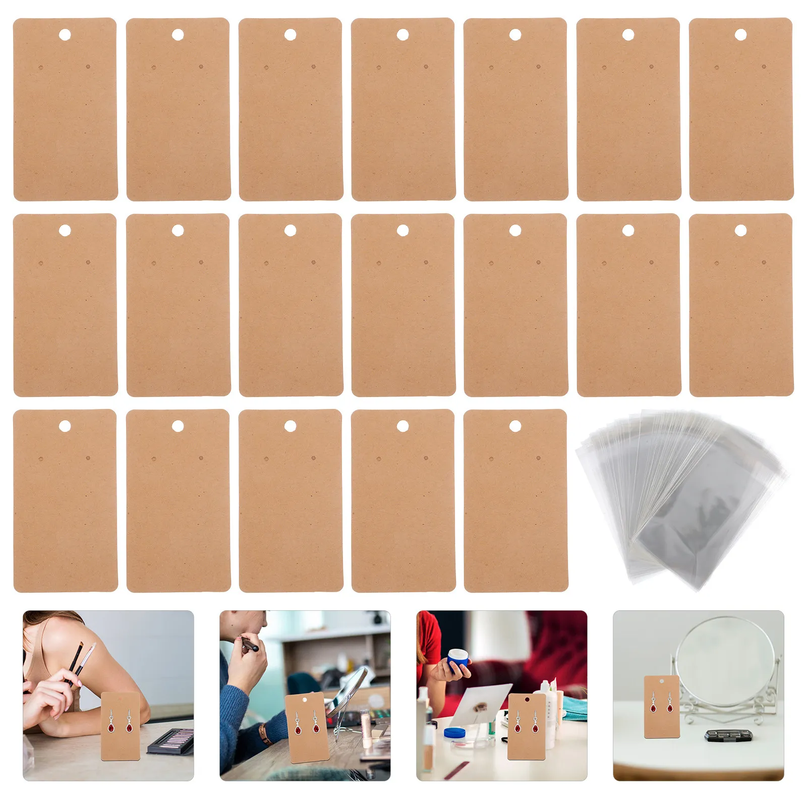 

1Set Earring Holder Cards Jewelry Display Packaging Cards Thick Kraft Paper Pre-Punched Holes for Earrings Necklaces Hairpins